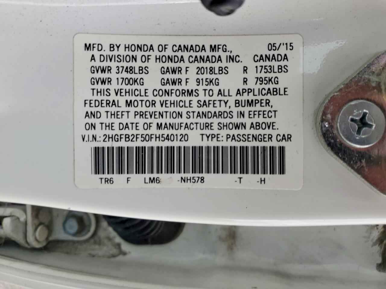 2015 HONDA CIVIC