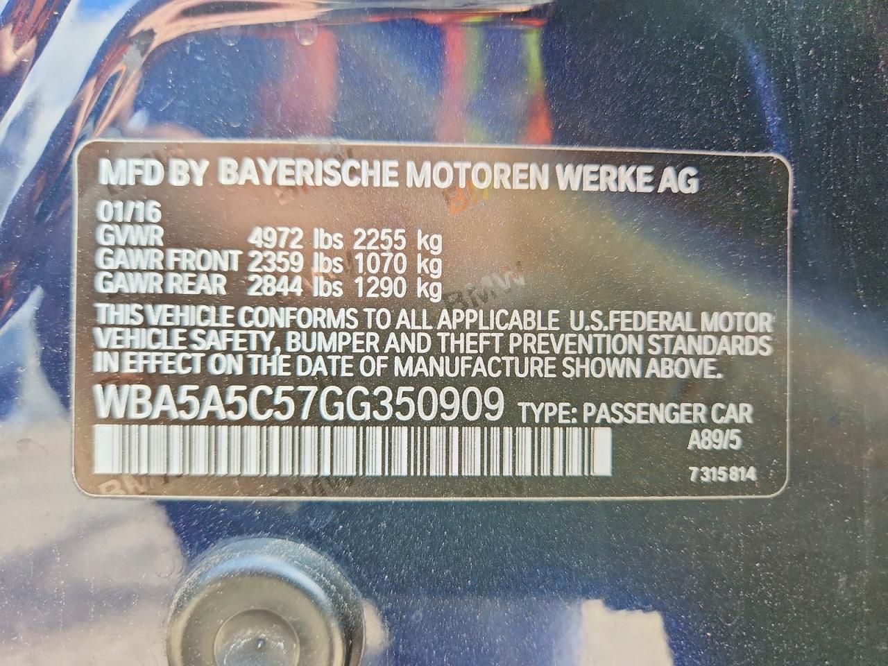 2016 BMW 5 SERIES