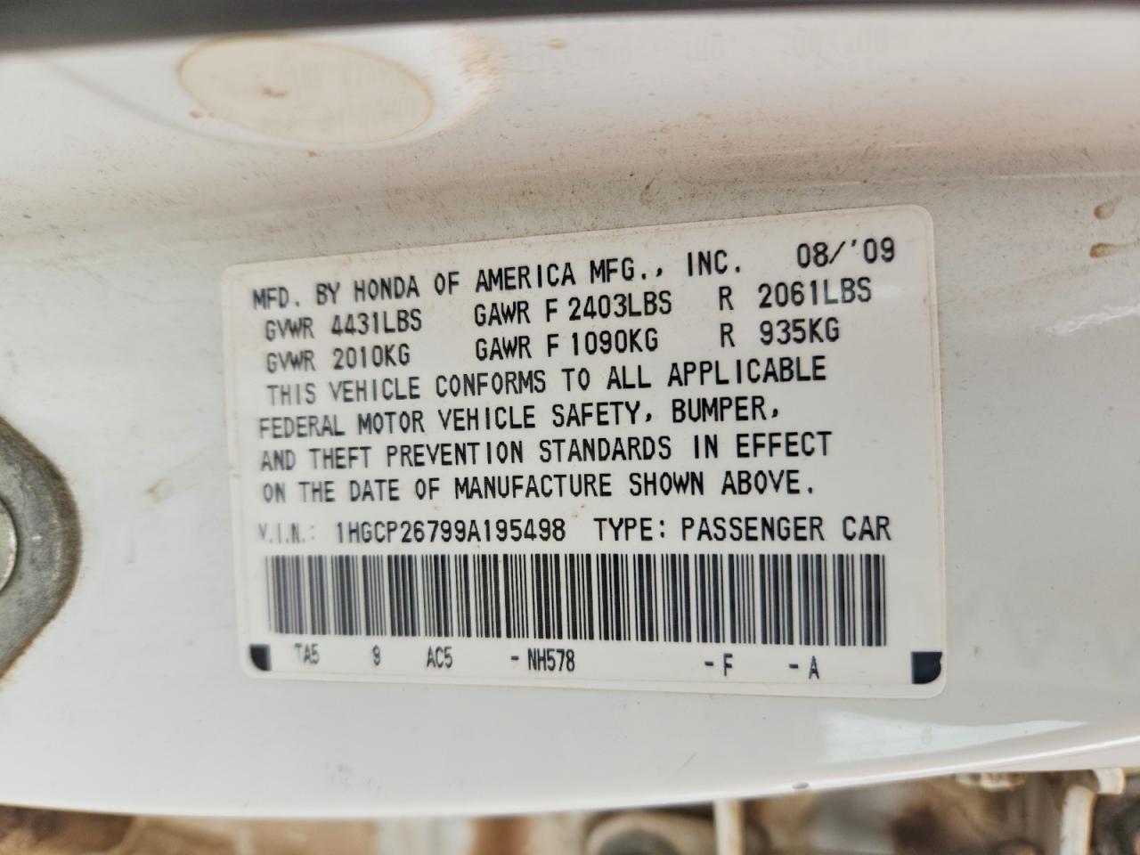 2009 HONDA ACCORD
