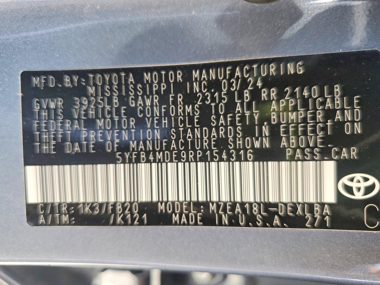 2024 TOYOTA COROLLA