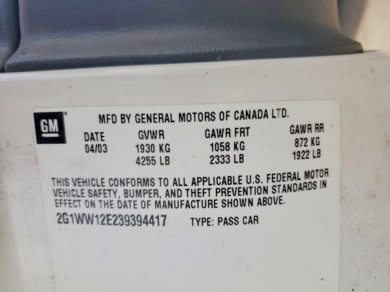 2003 CHEVROLET MONTECARLO