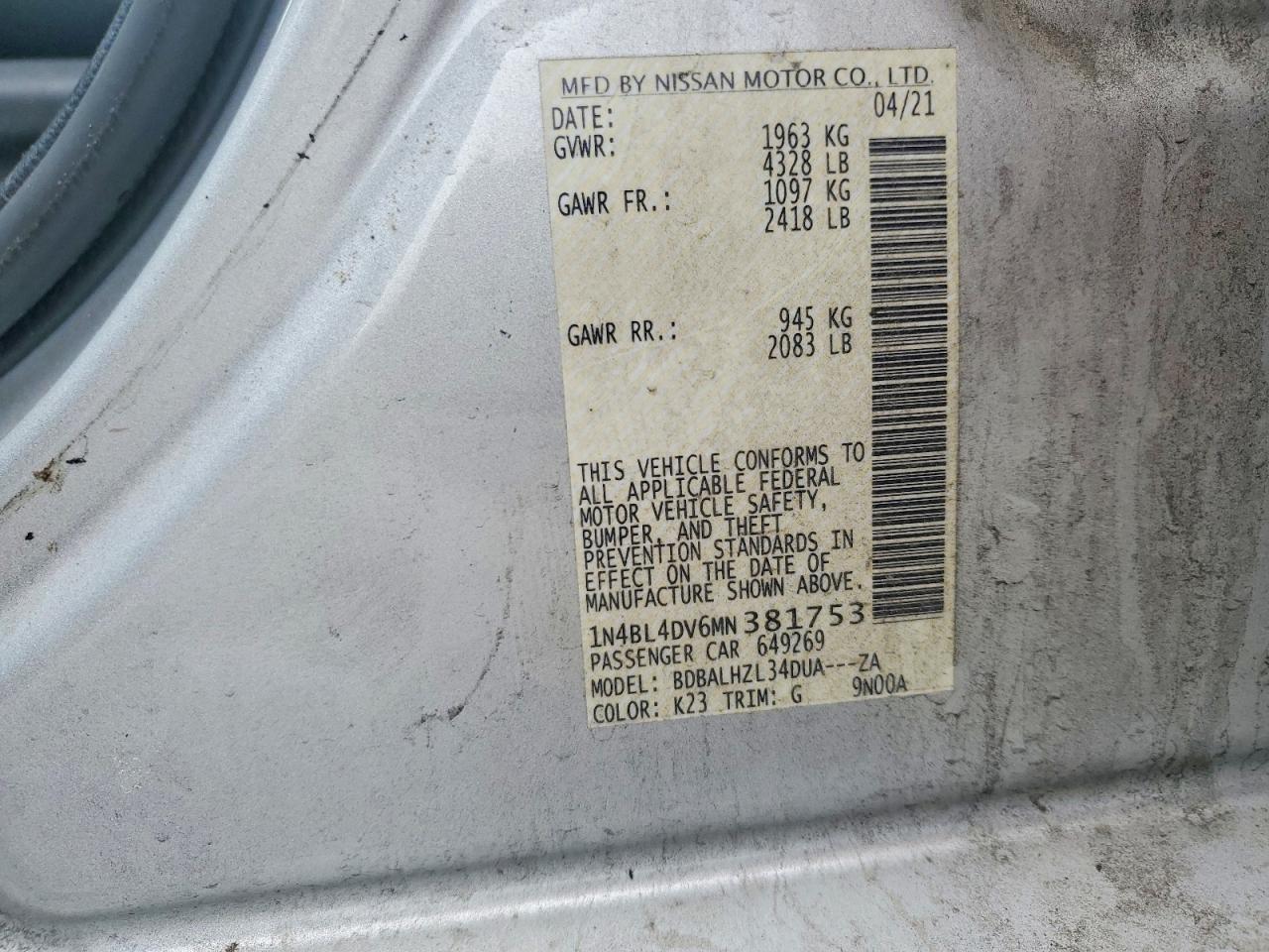 2021 NISSAN ALTIMA