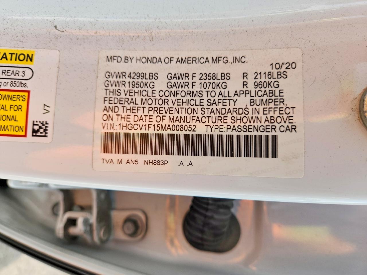2021 HOND ACCORD