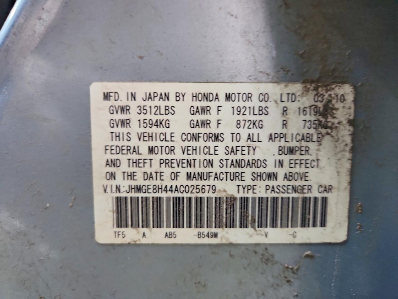 2010 HONDA FIT