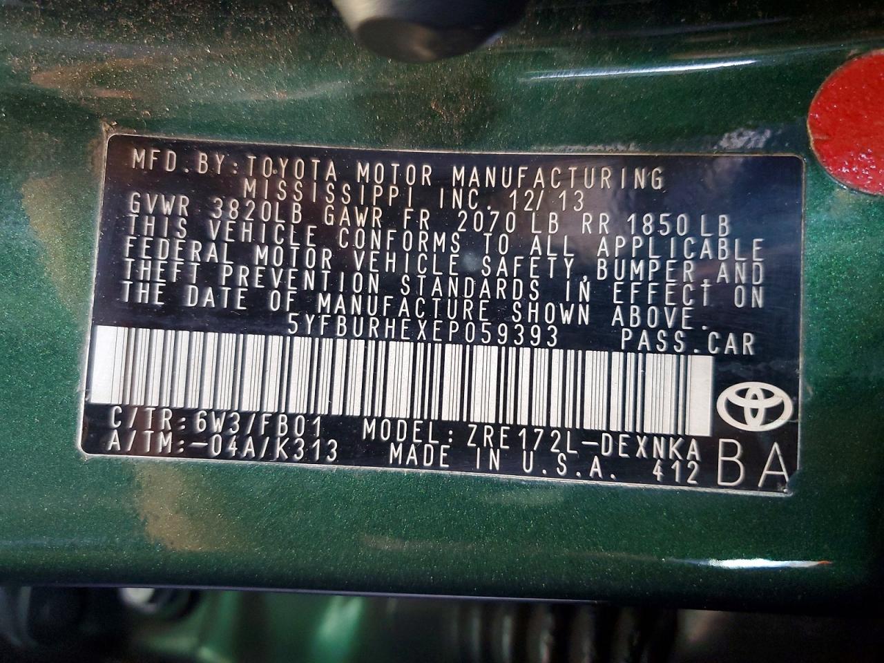 2014 TOYOTA COROLLA