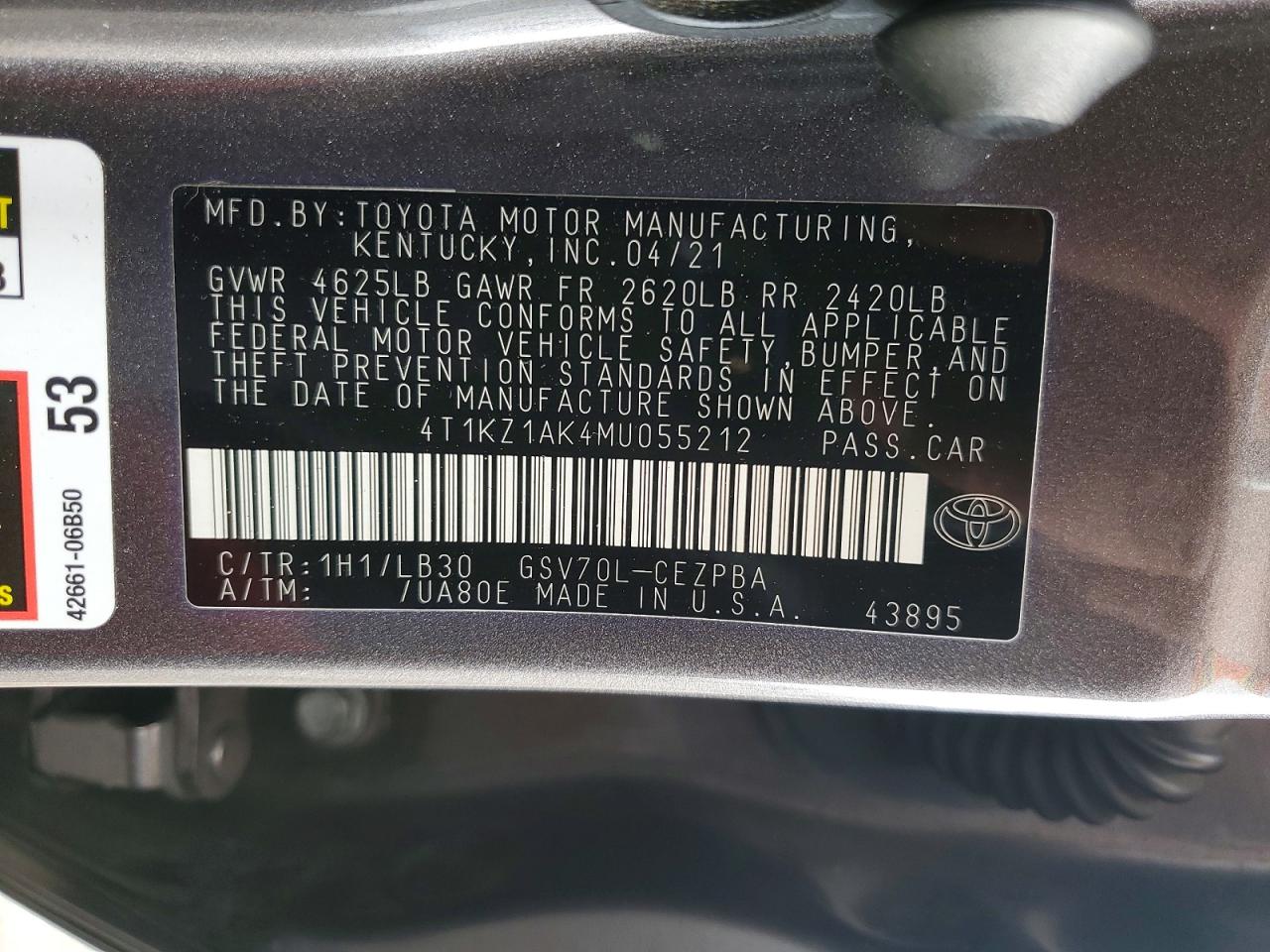 2021 TOYOTA CAMRY