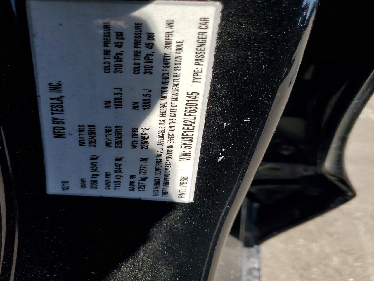 2020 TESLA MODEL 3