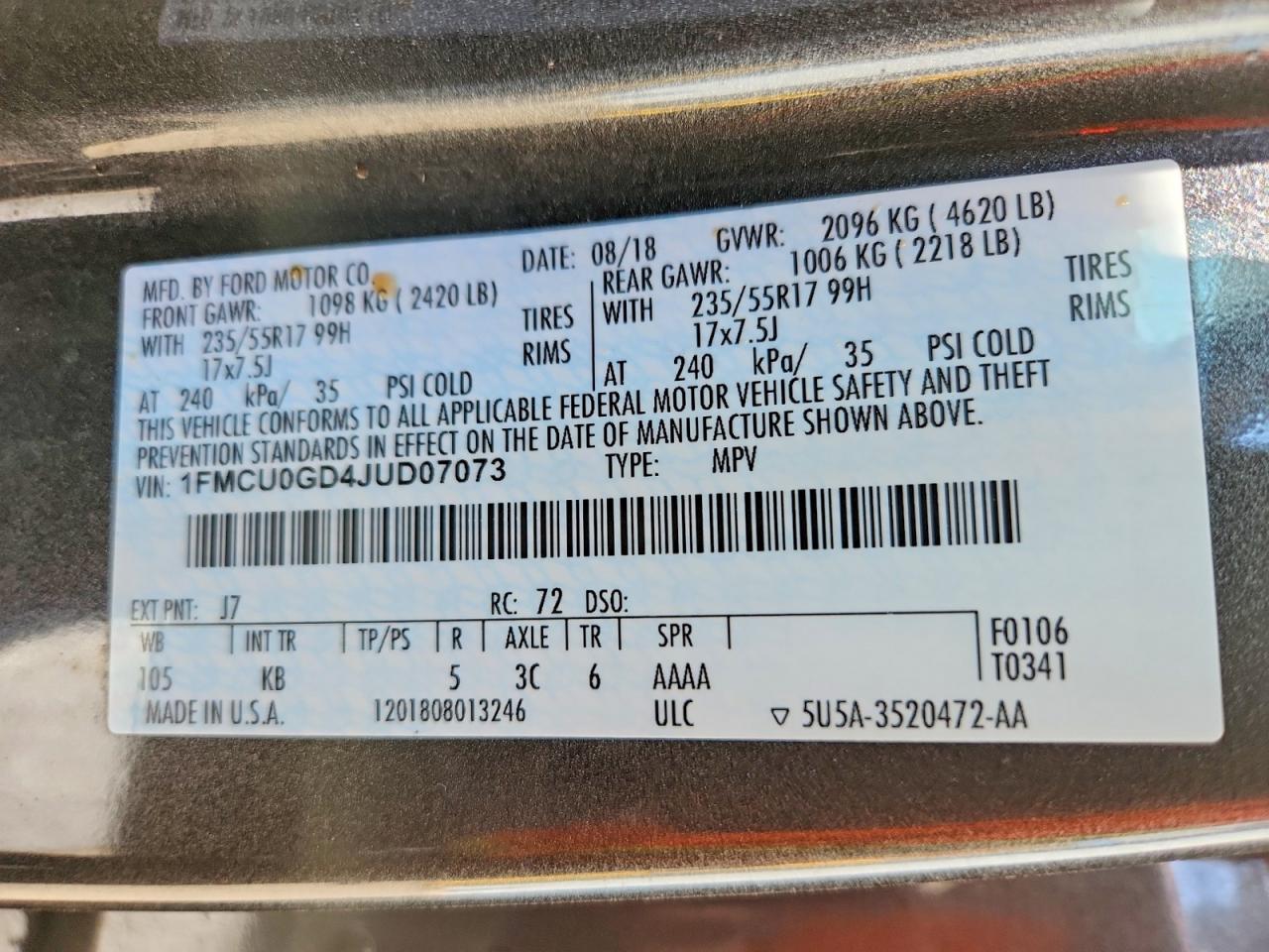 2018 FORD ESCAPE
