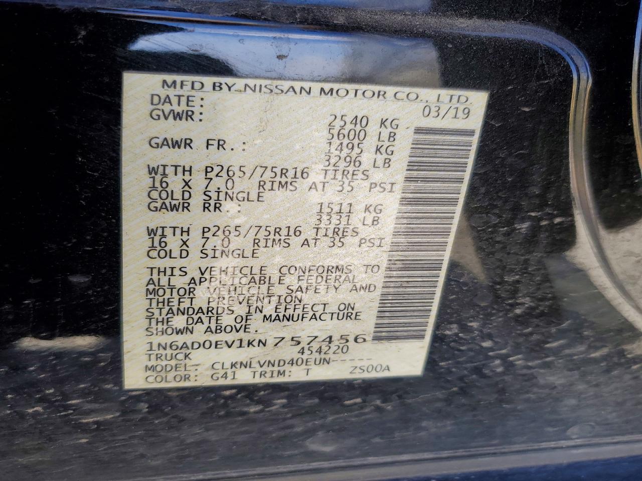 2019 NISSAN FRONTIER