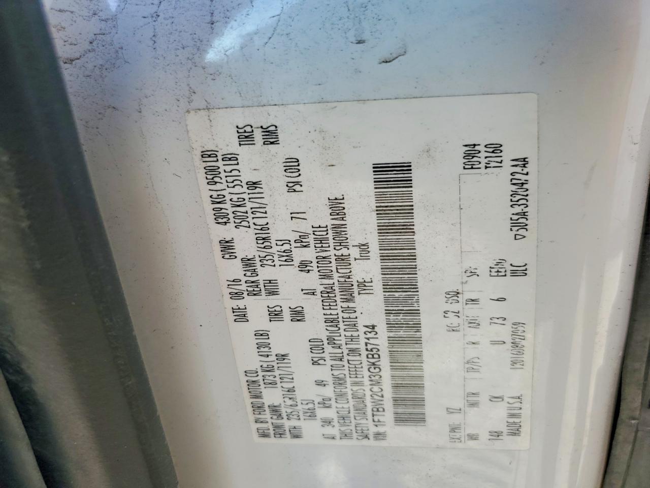 2016 FORD TRANSIT T