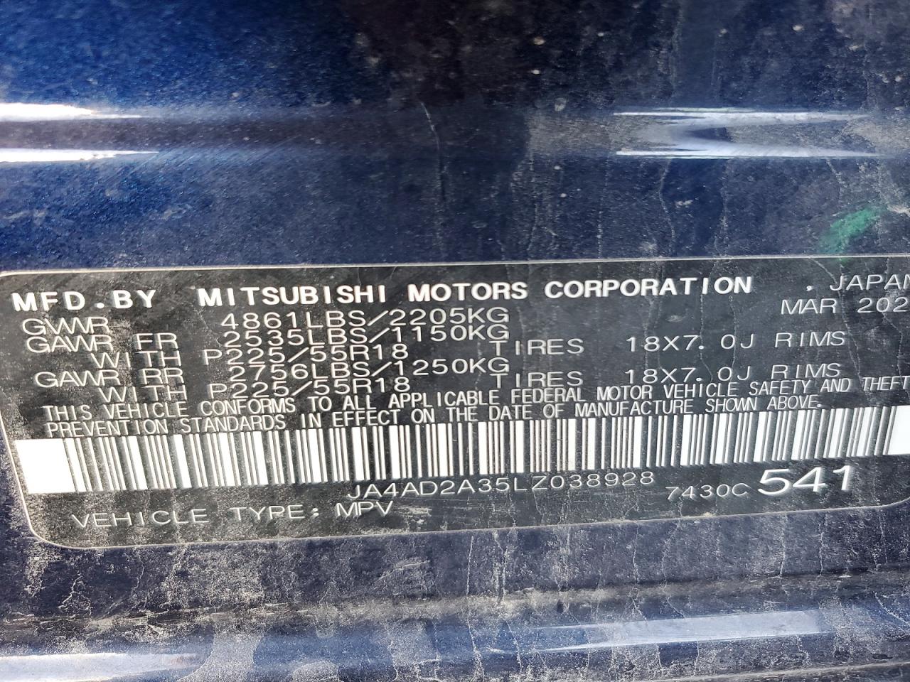 2020 MITSUBISHI OUTLANDER