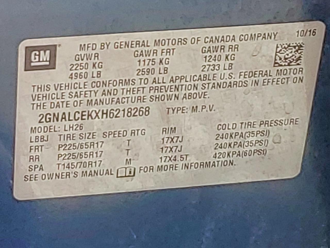 2017 CHEVROLET EQUINOX