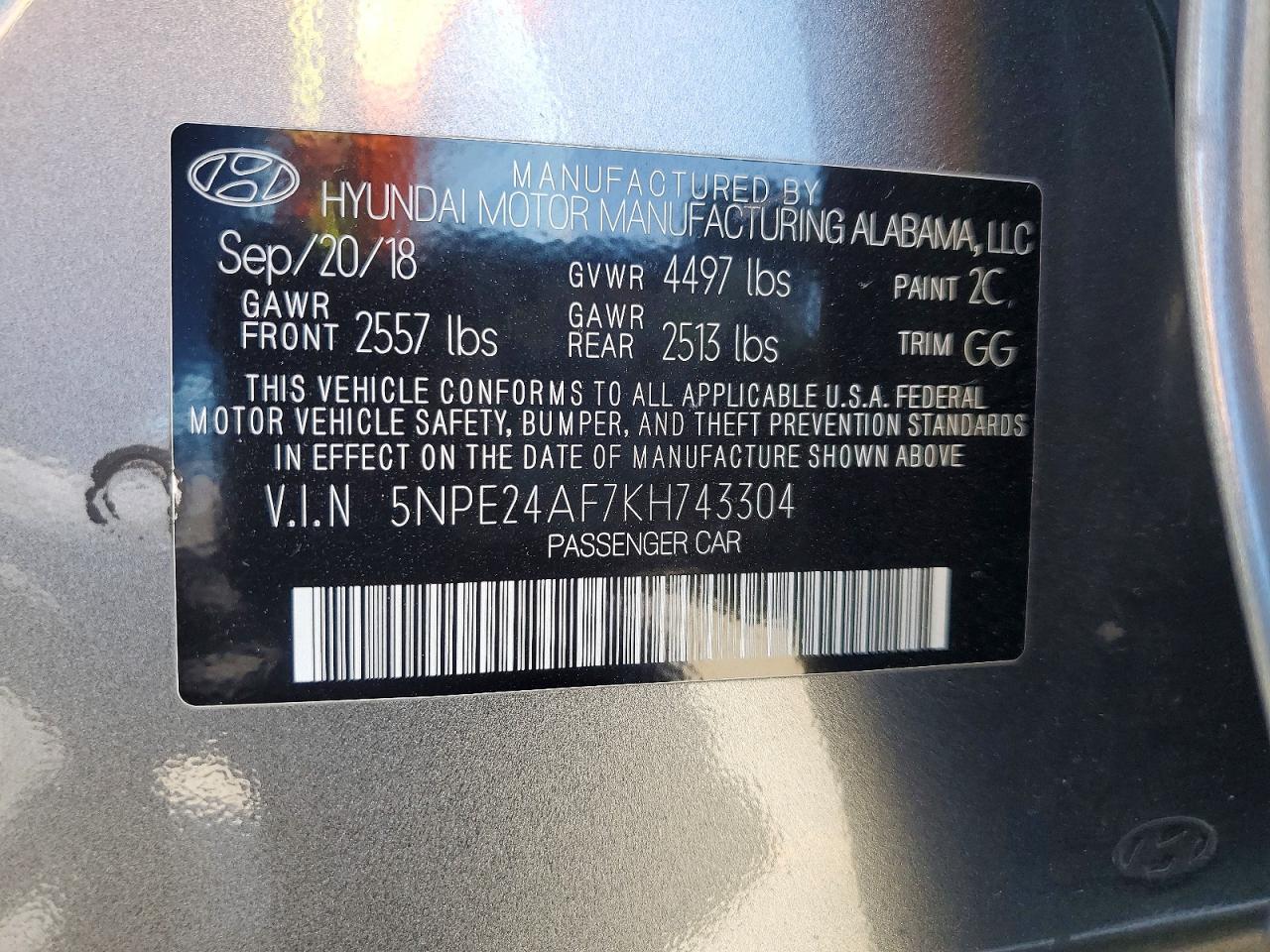 2019 HYUNDAI SONATA