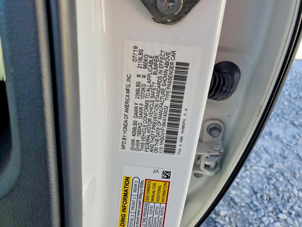 2019 HONDA ACCORD