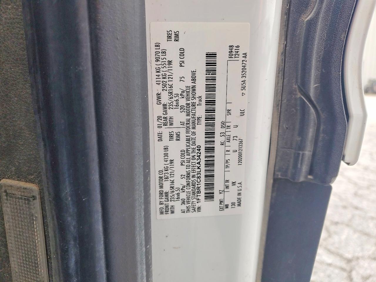2020 FORD TRANSIT