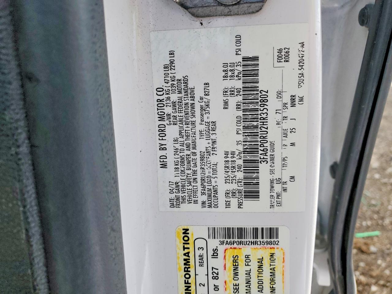 2017 FORD FUSION