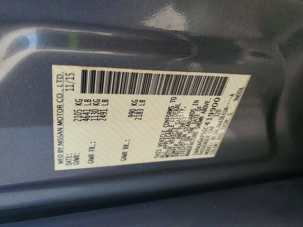 2016 NISSAN MAXIMA