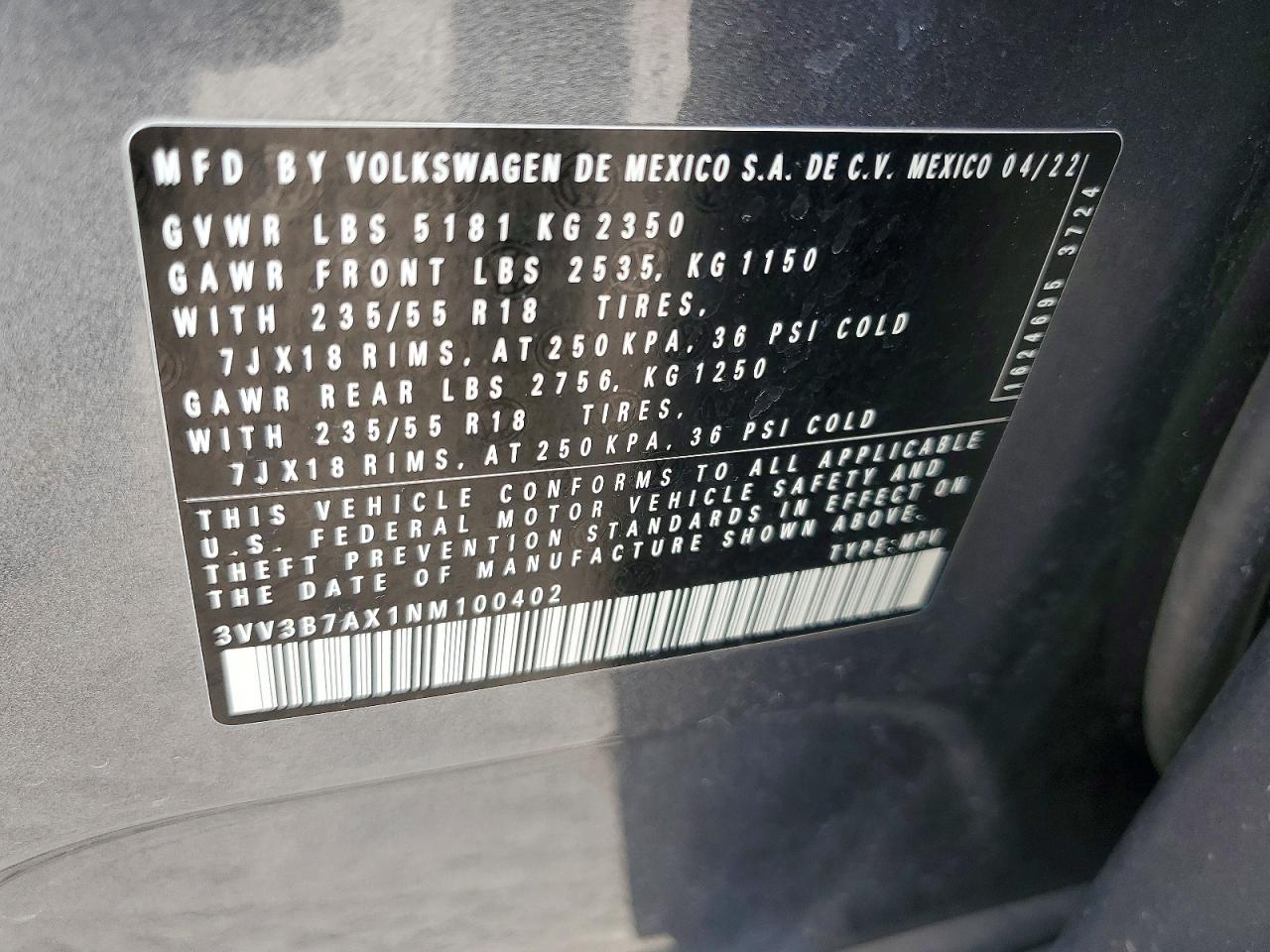2022 VOLKSWAGEN TIGUAN