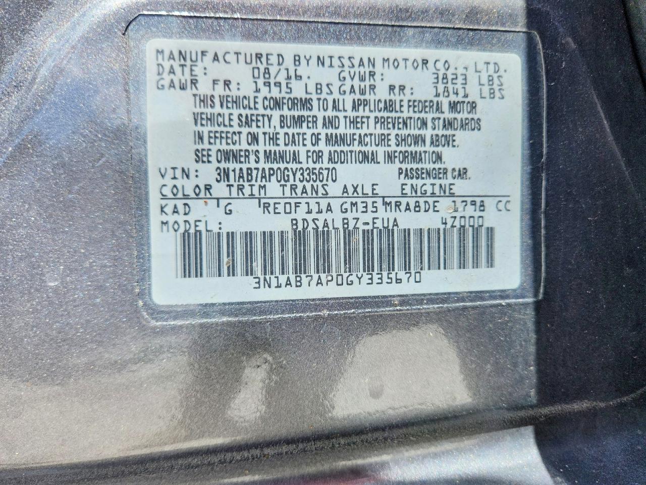 2016 NISSAN SENTRA