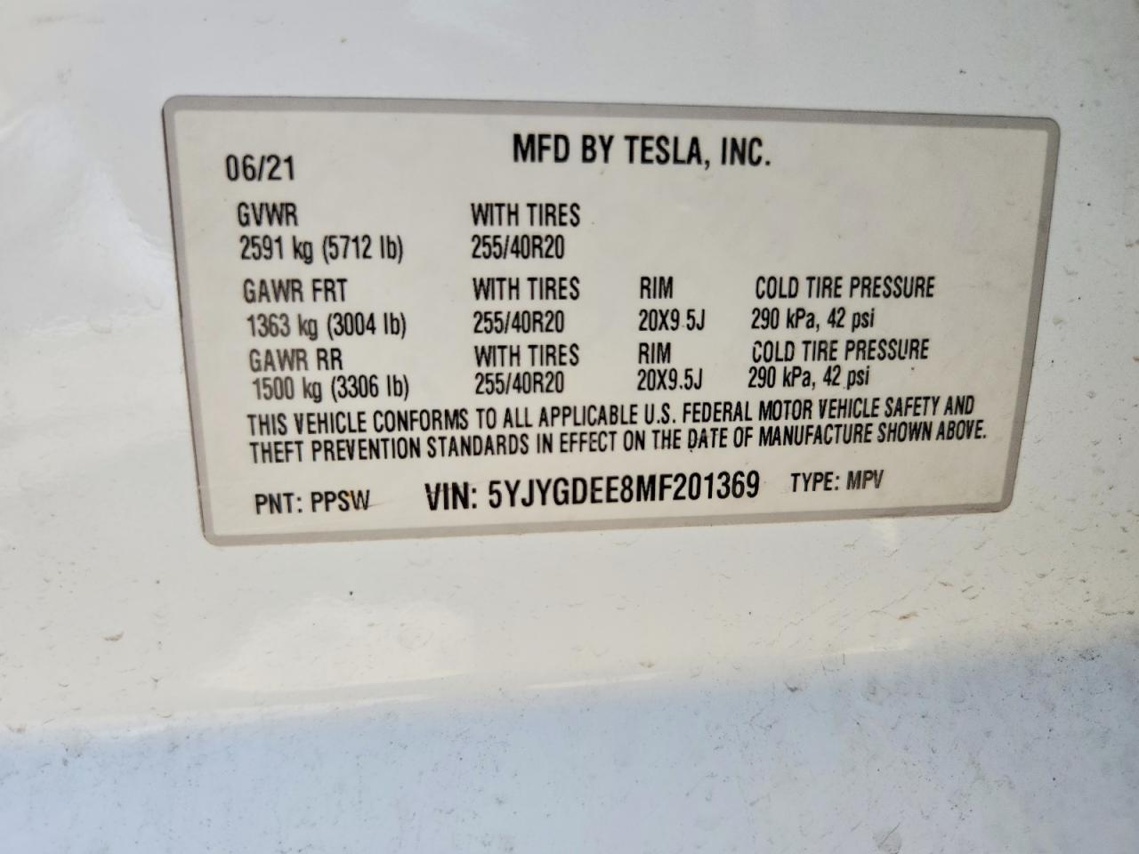 2021 TESLA MODEL Y