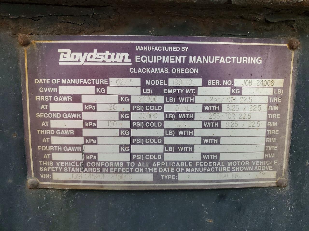 2015 BOYD TRAILERS