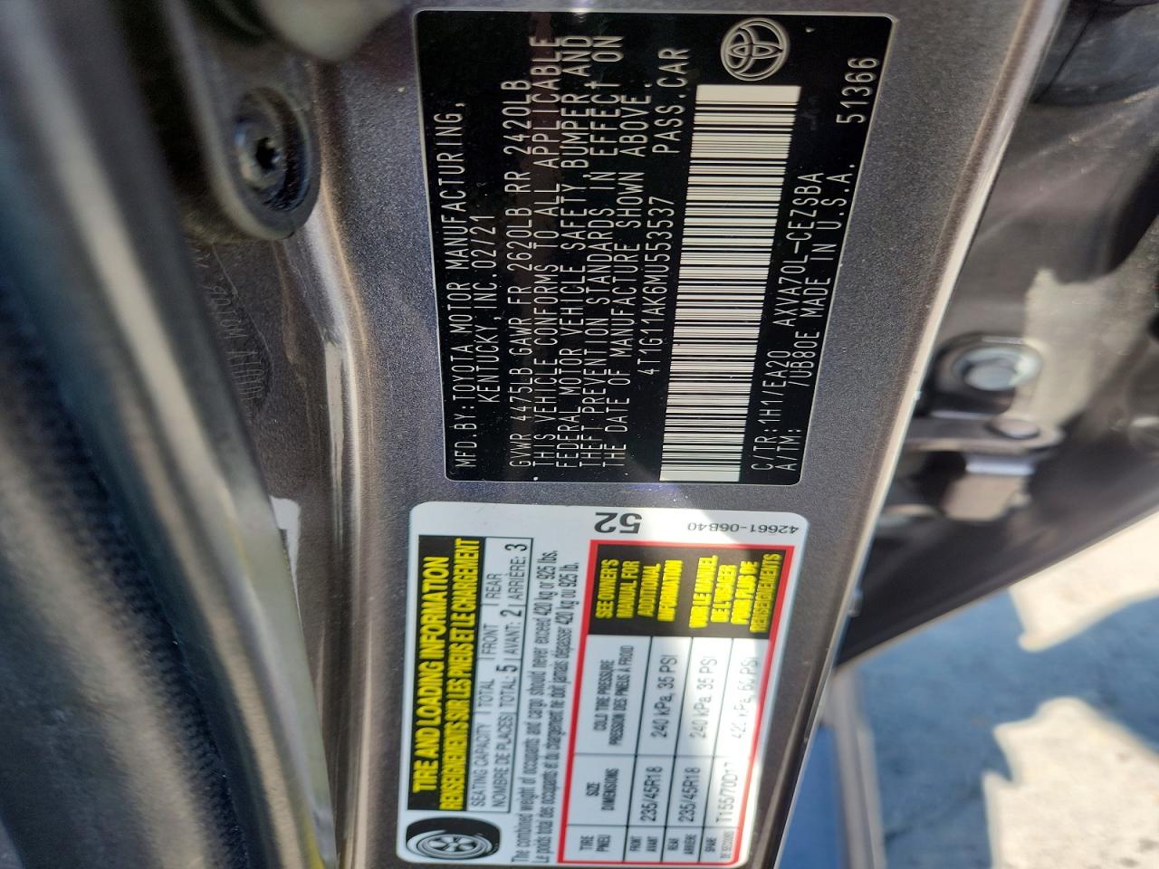2021 TOYOTA CAMRY