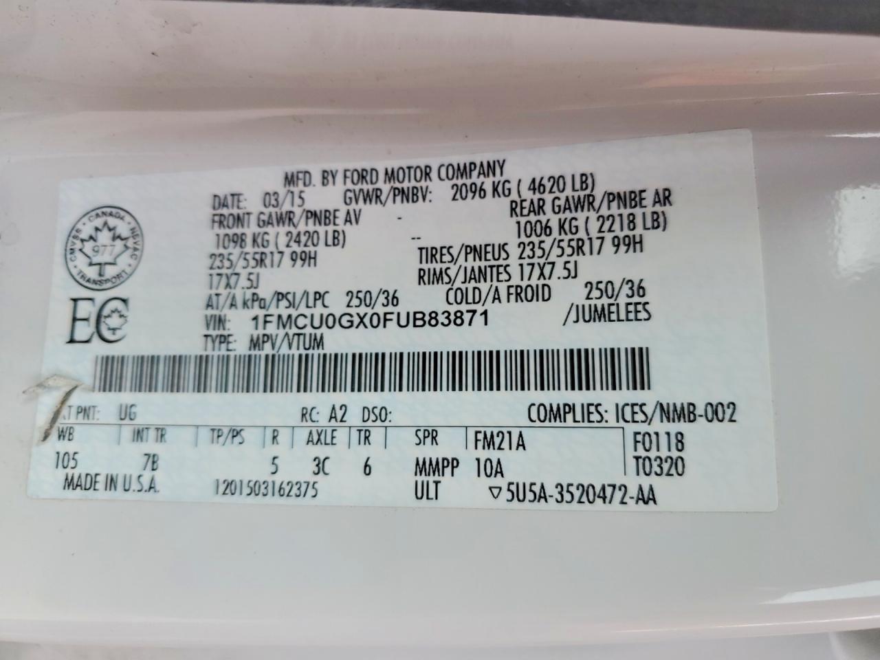 2015 FORD ESCAPE