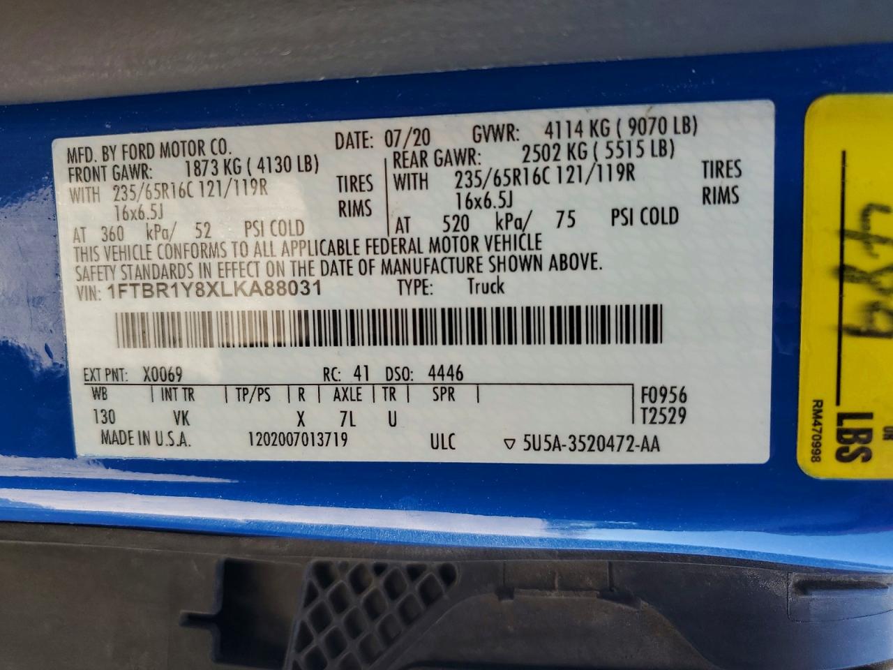 2020 FORD TRANSIT