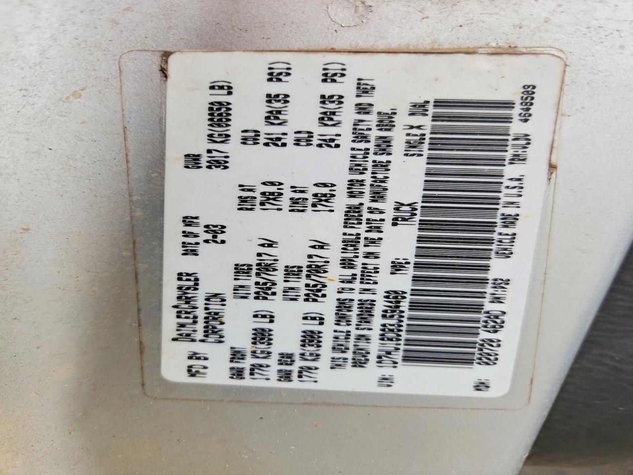 2003 DODGE RAM 1500
