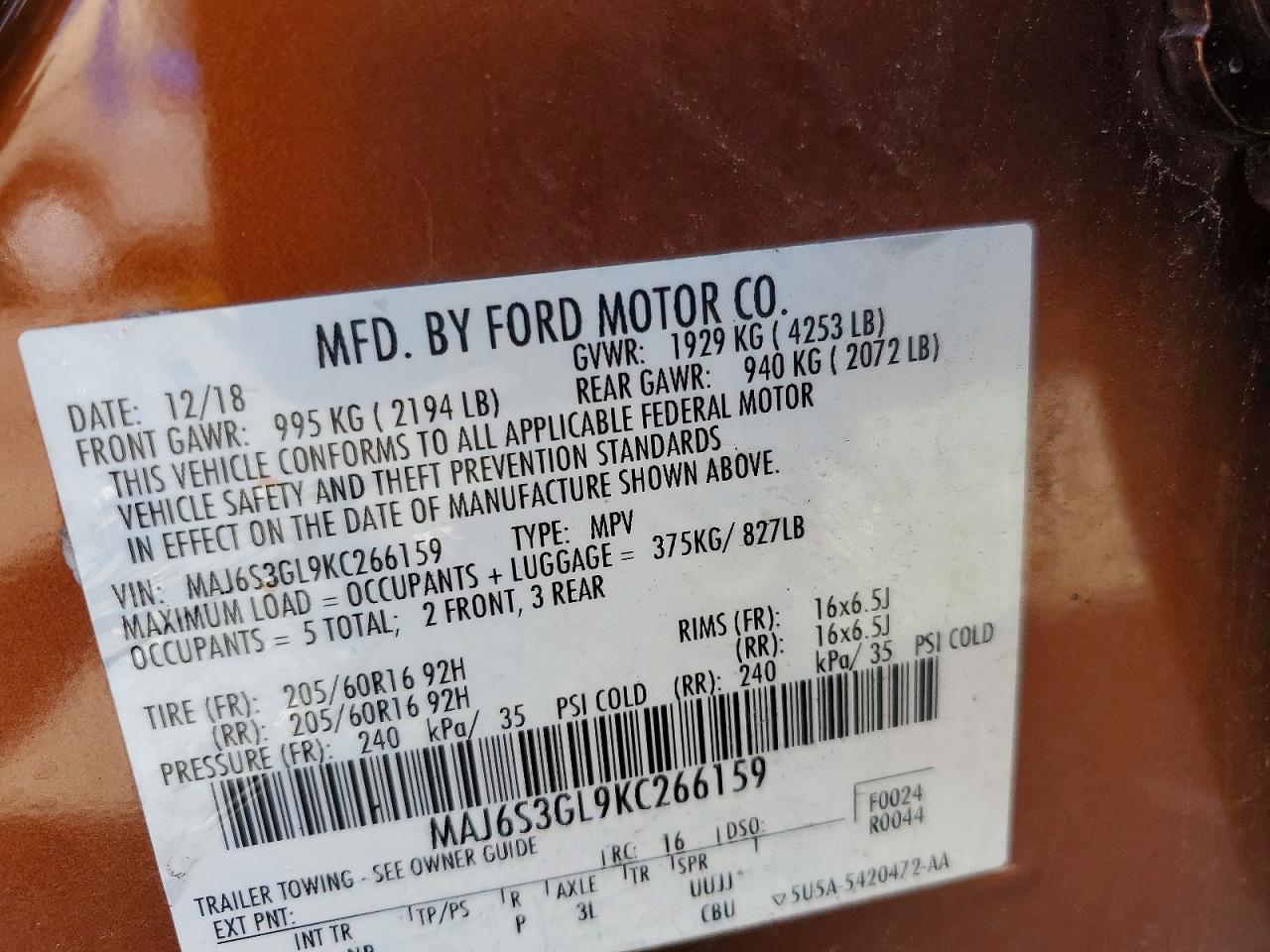 2019 FORD ECOSPORT