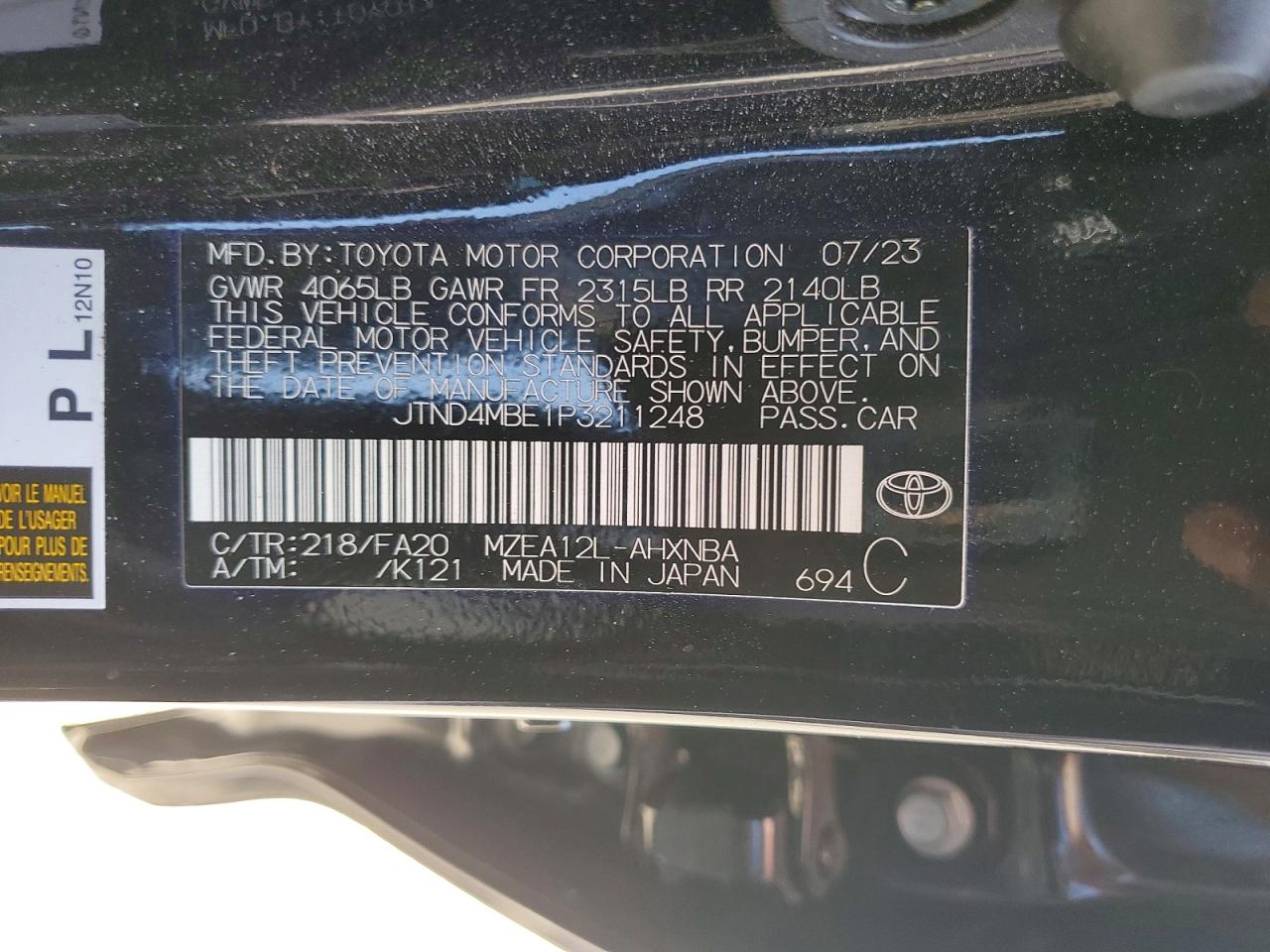 2023 TOYOTA COROLLA HA