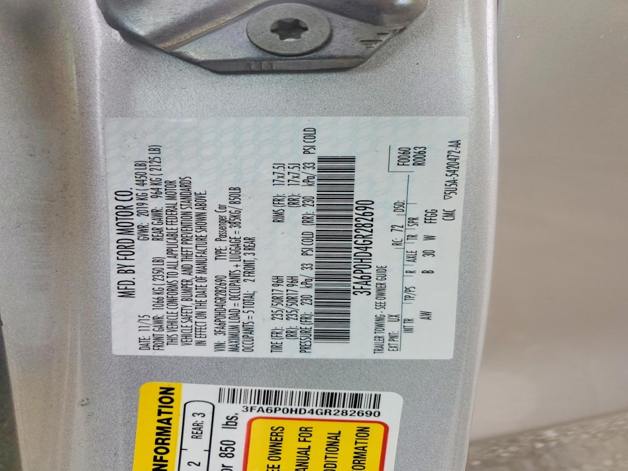 2016 FORD FUSION