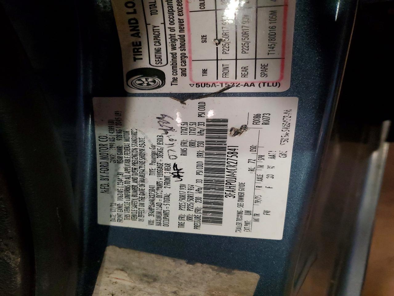 2012 FORD FUSION