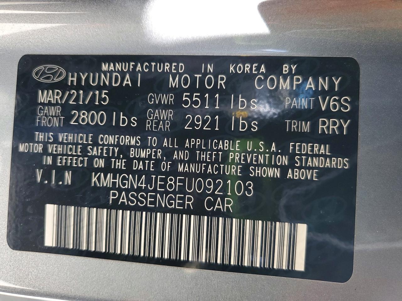 2015 HYUNDAI GENESIS