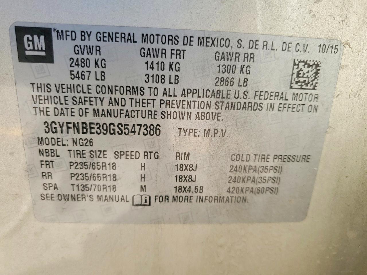2016 CADILLAC SRX