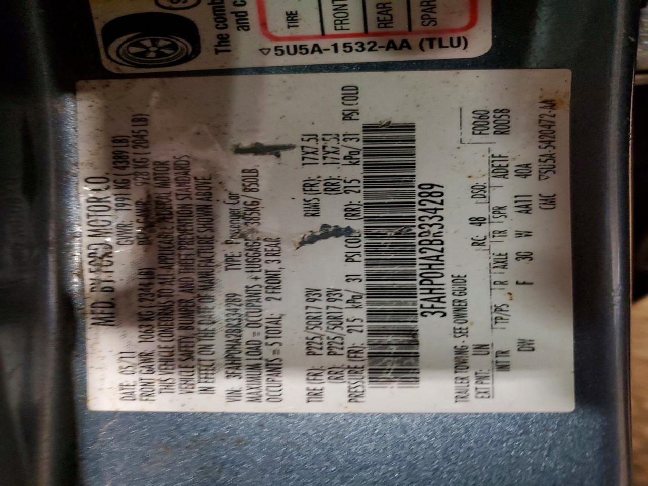 2011 FORD FUSION