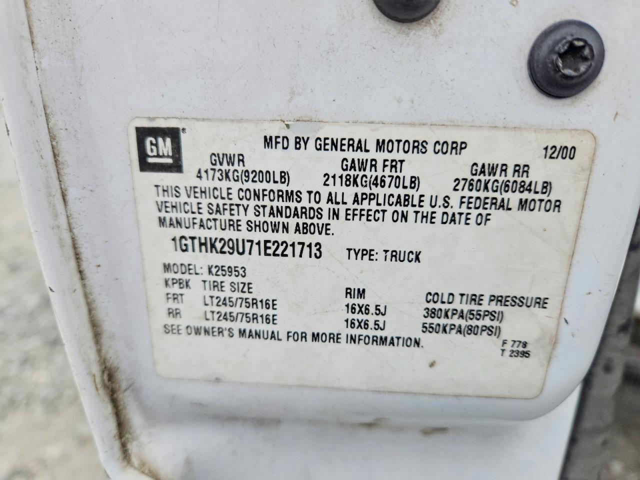 2001 GMC SIERRA