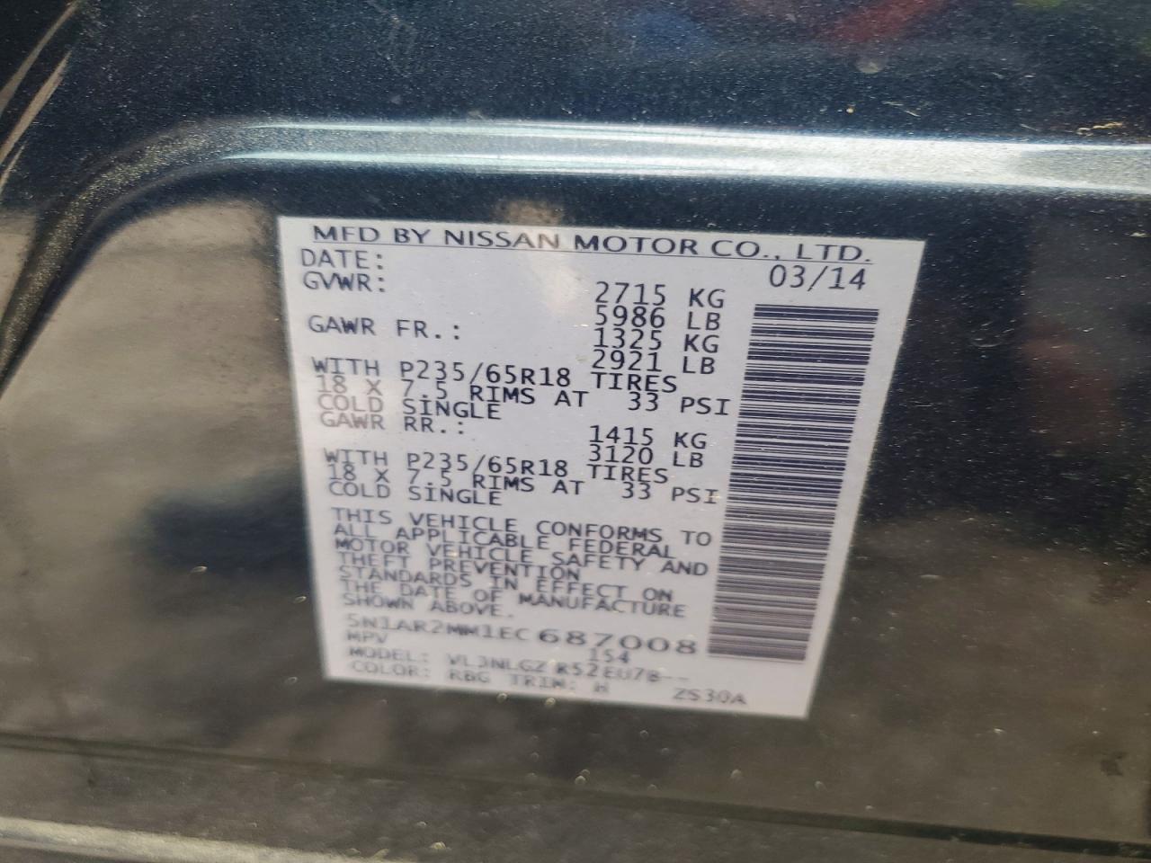 2014 NISSAN PATHFINDER