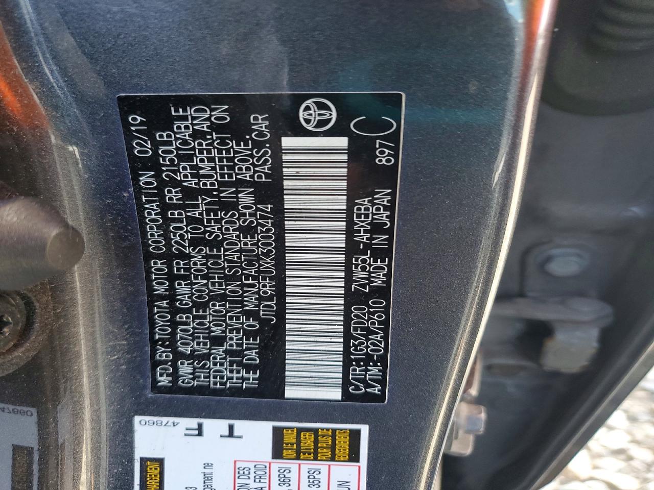 2019 TOYOTA PRIUS