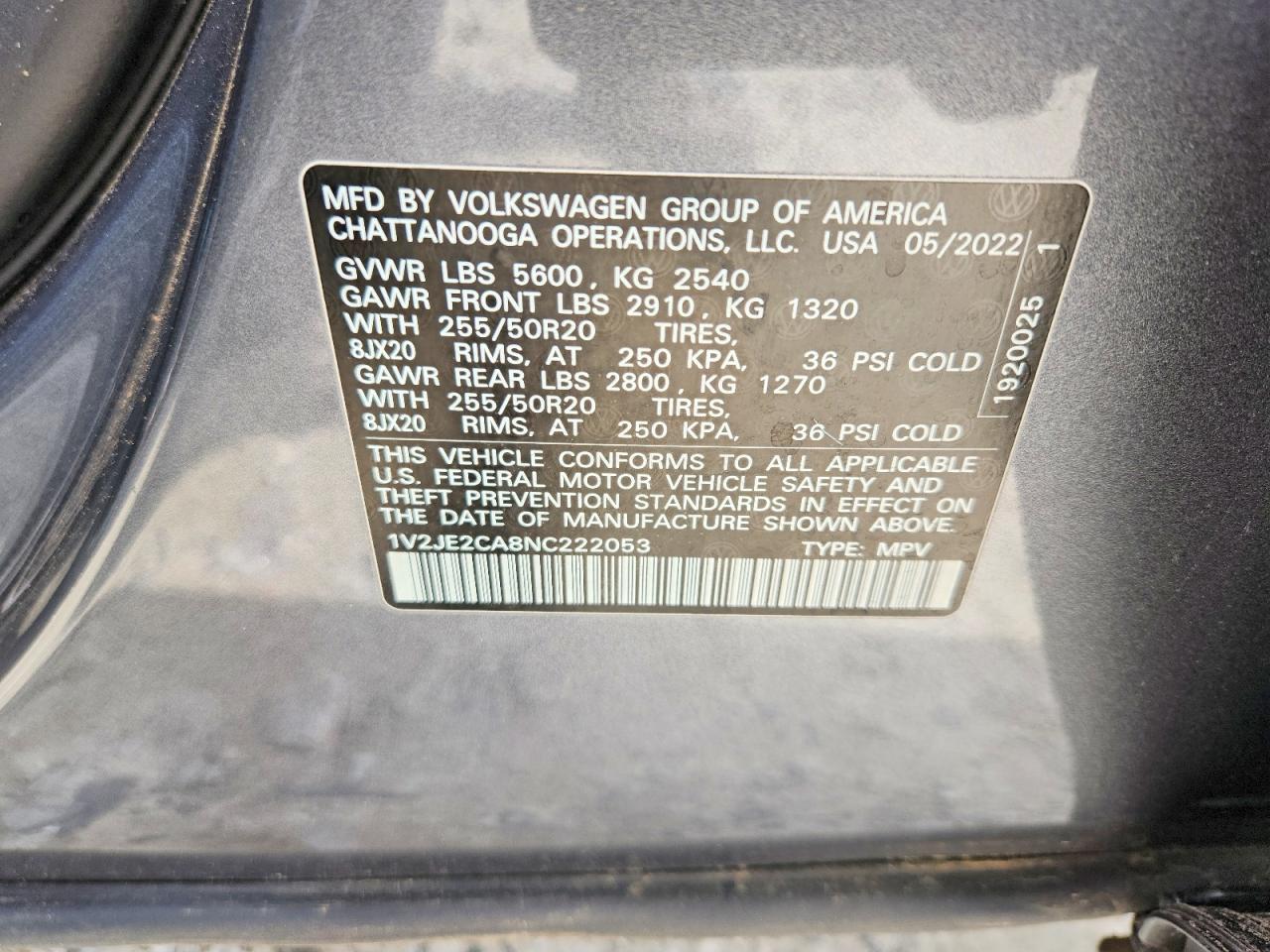 2022 VOLKSWAGEN ATLAS