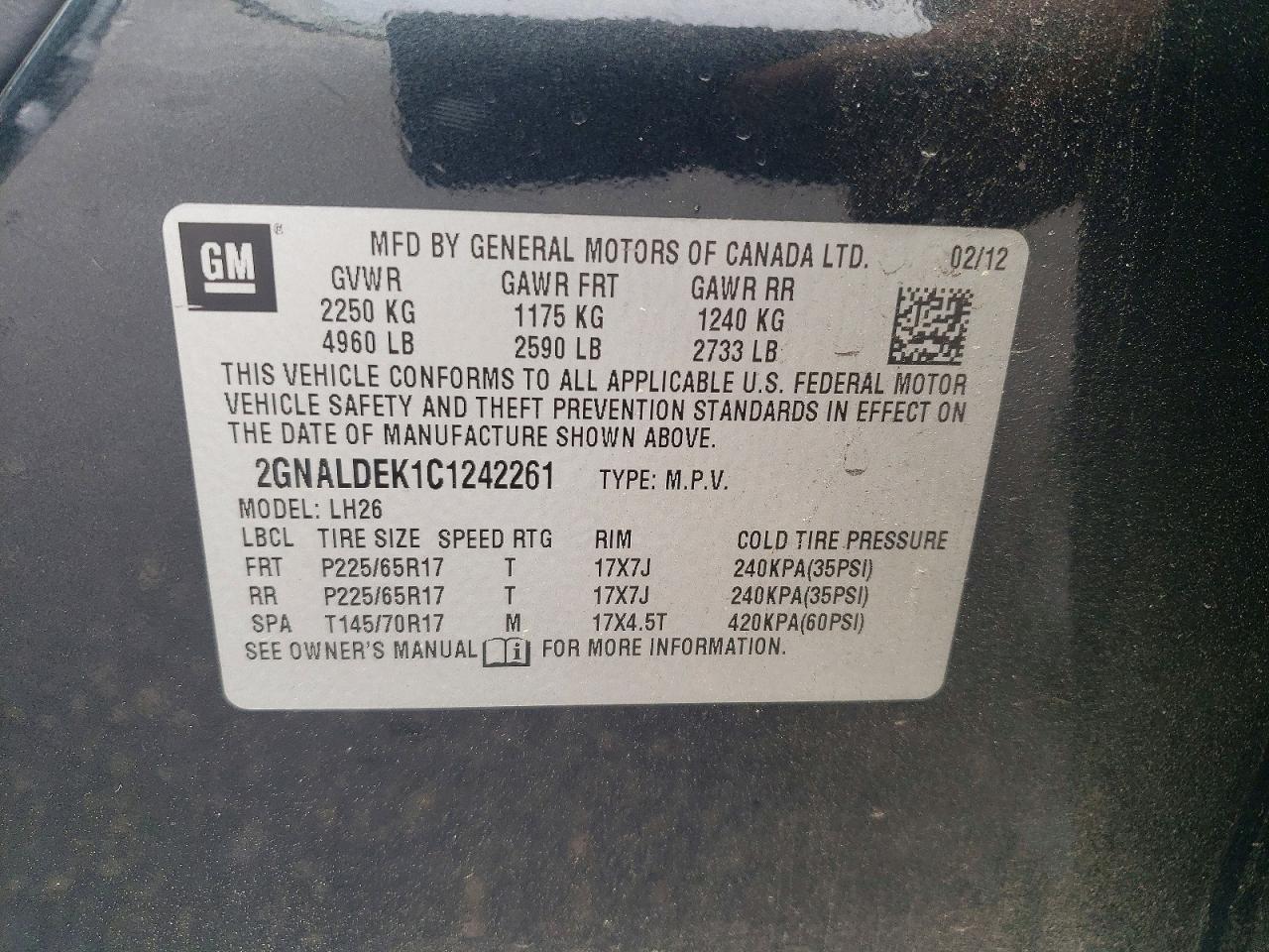 2012 CHEVROLET EQUINOX