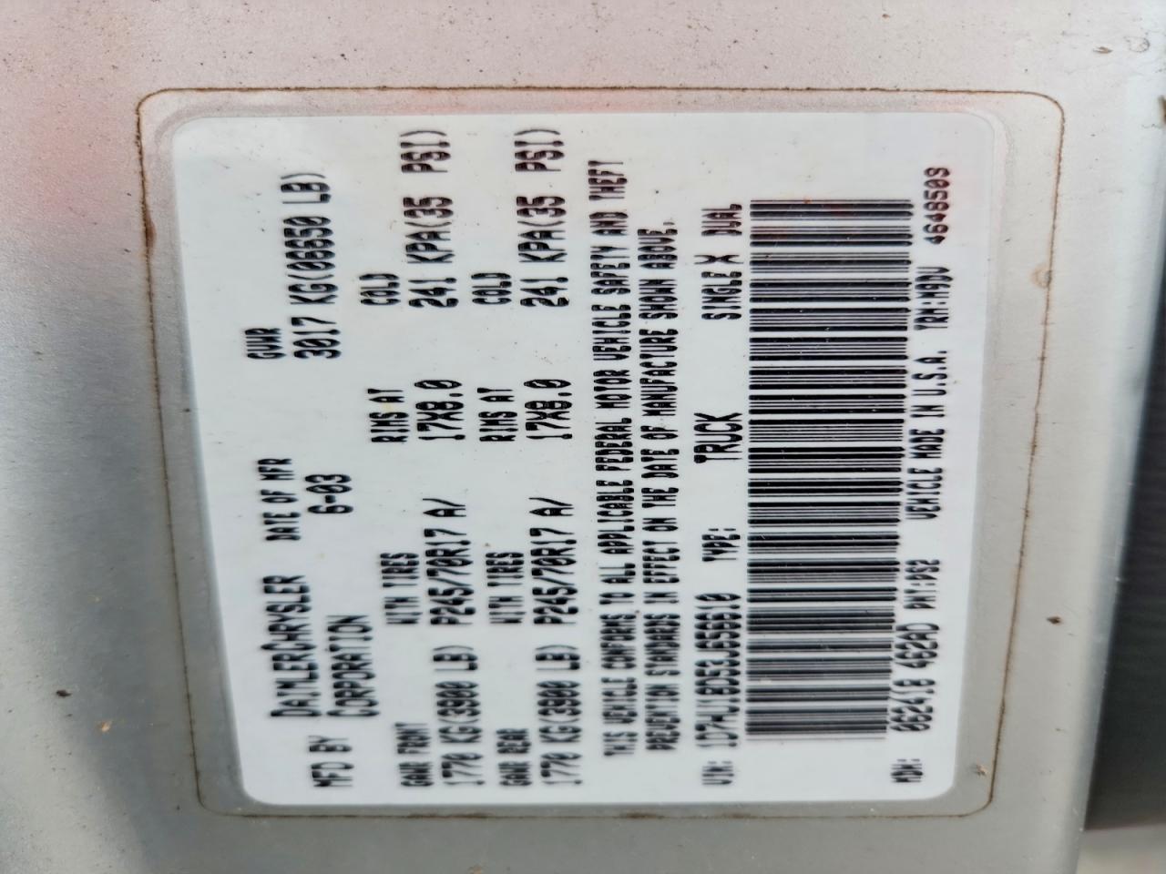 2003 DODGE RAM 1500