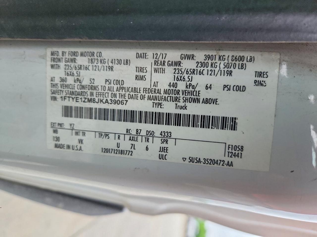 2018 FORD TRANSIT