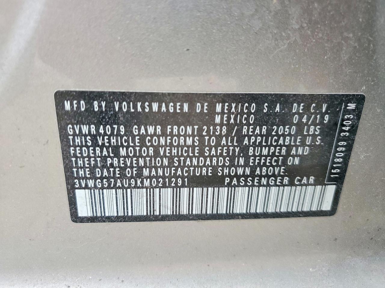 2019 VOLKSWAGEN GOLF