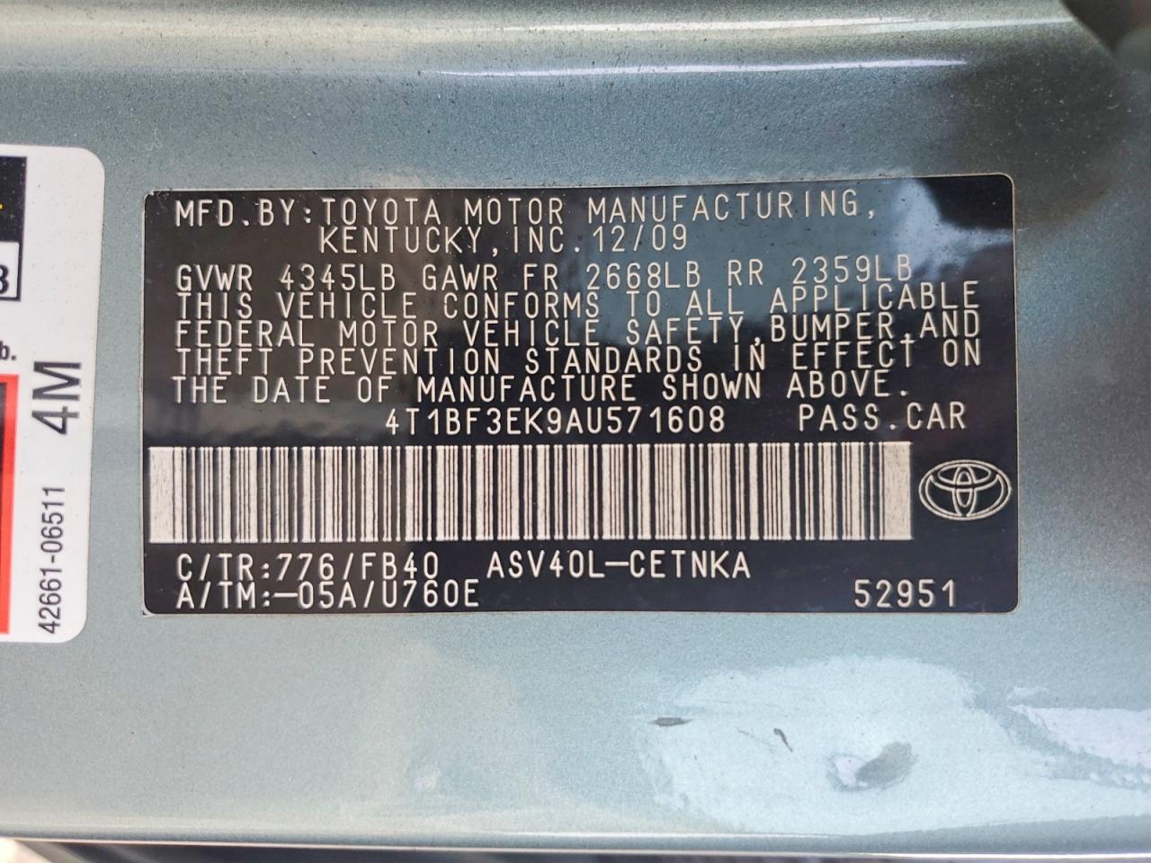 2010 TOYOTA CAMRY