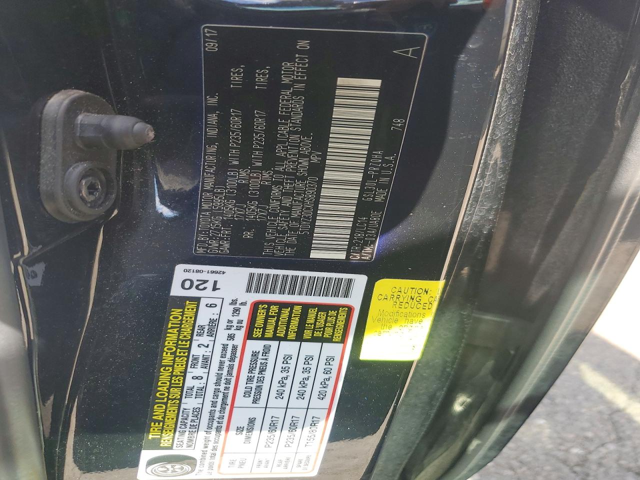 2017 TOYOTA SIENNA