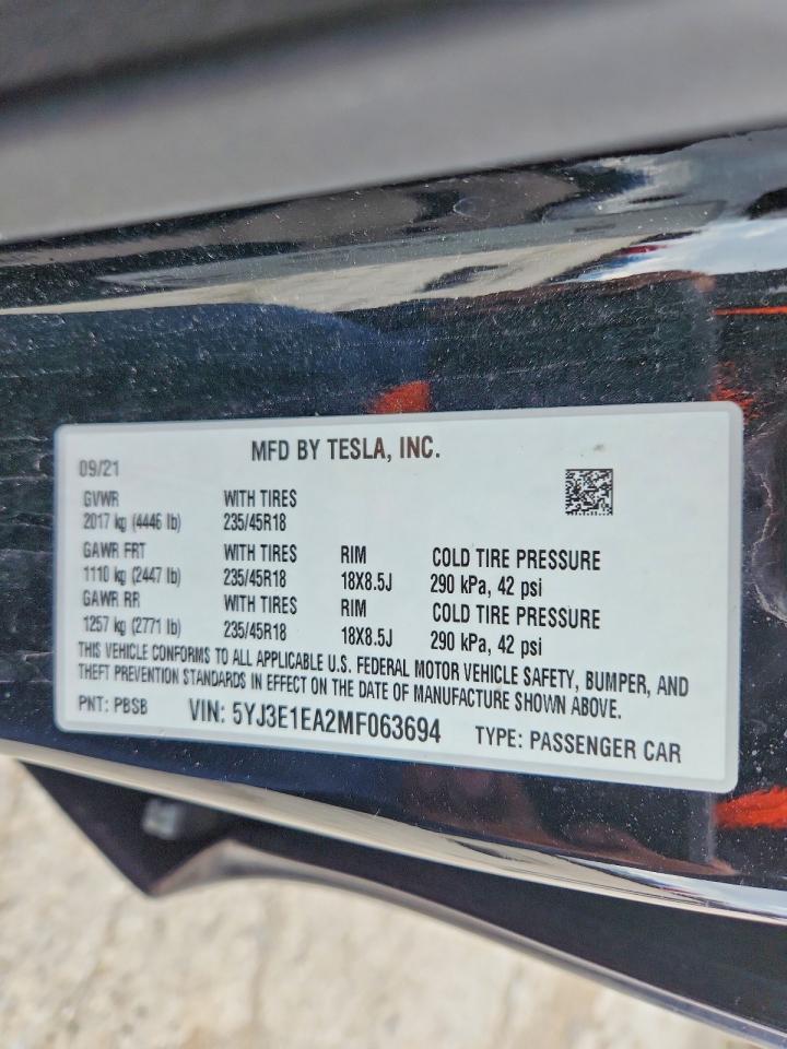2021 TESLA MODEL 3