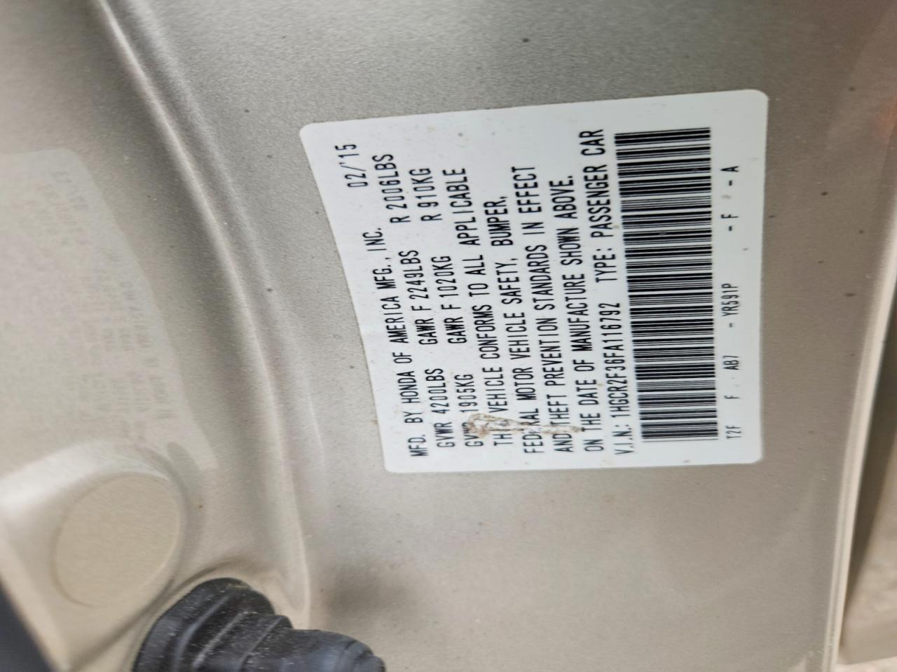 2015 HONDA ACCORD