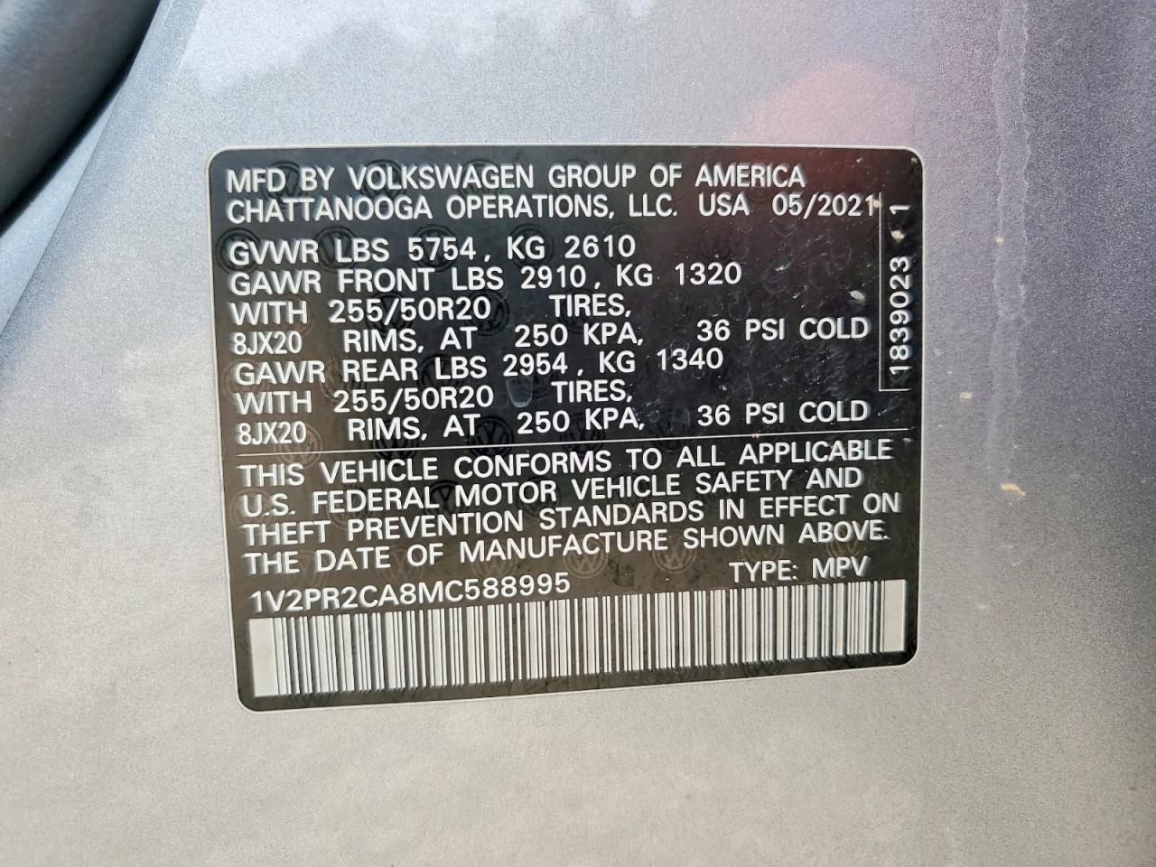 2021 VOLKSWAGEN ATLAS