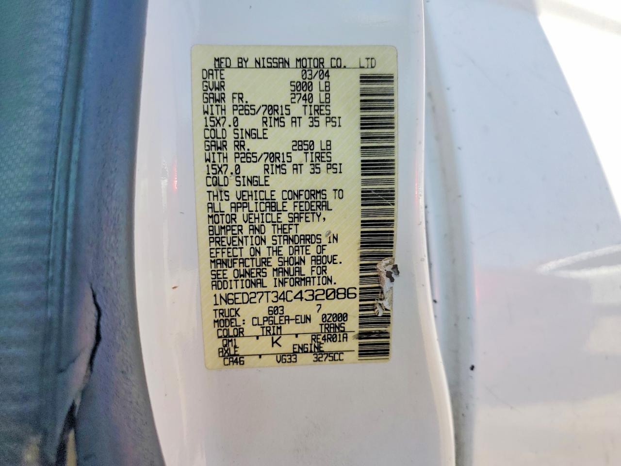 2004 NISSAN FRONTIER